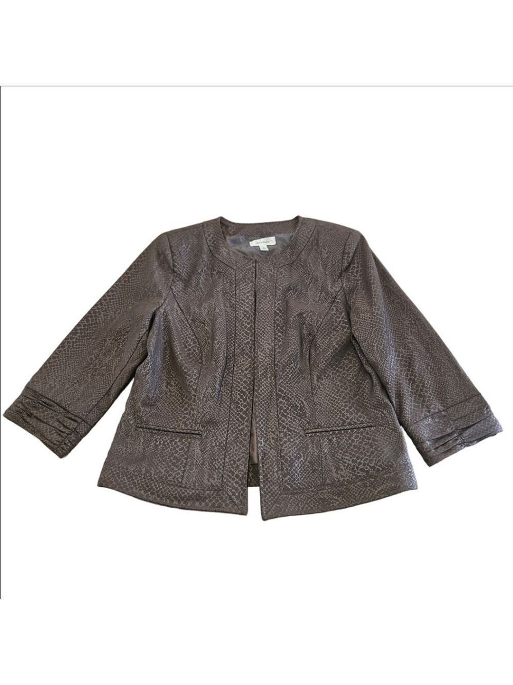 Women's Dressbarn Brown Snakeskin Print Open Blazer M